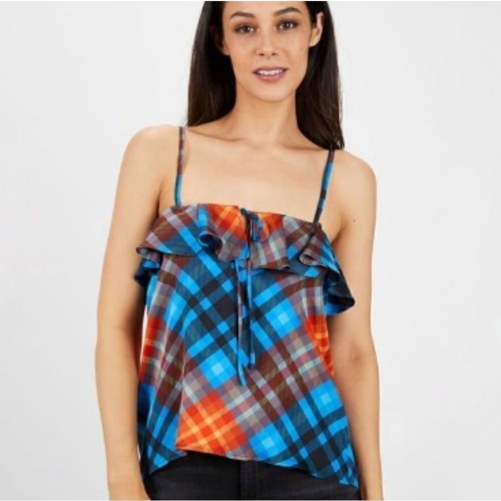 Tucker in Ruffle Camisole JCRT Yukon Cornelius Plaid in Stretch Georgette Silk